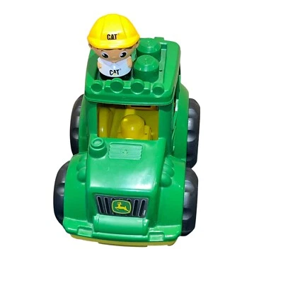 Mega Bloks John Deere Tractor Truck CAT Figure Building Toy Collectible 9"x7"x6" - Image 1 of 4