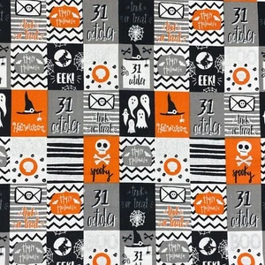 Halloween Spooky Spider with Glitter Sewing Quilting Cotton Fabric FQ Pre-cut - Picture 1 of 2