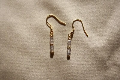 1 Paar Ohrhänger mit Iolith, Peridot, Mondstein, Würfel, 925 oder 925 vergoldet - Bild 1 von 3