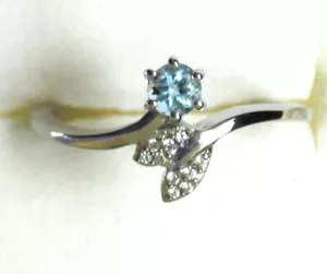 Santa Maria Aquamarine Whale Tail Ring / size 8 / 925 Sterling Silver - Picture 1 of 5
