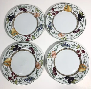 Set Of 4 Dansk Umbrian Fruits Bread and Butter Plates 7 1/4" Berries Pears Peach - Picture 1 of 9