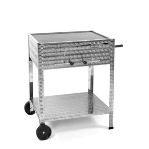 Edelstahl Holzkohlegrill Verein Gastronomie 650mm, fahrbar mit Edelstahl-Rost - Bild 1 von 4