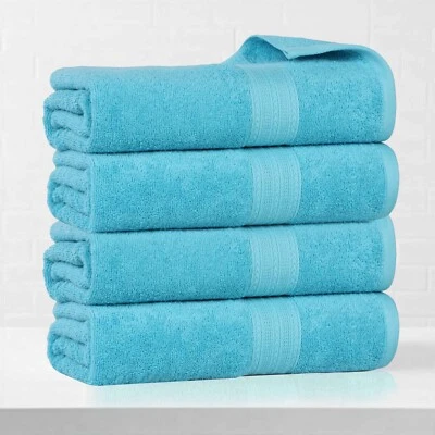 Eco-Friendly Ring Spun Cotton Absorbent Lightweight 4 Piece Bath Towel Set - Image 1 of 2