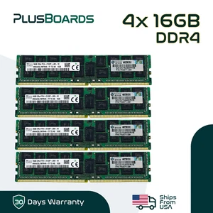 HP 4x 16GB = 64GB DDR4 DL380 DL360 Gen 9 PC4-2133 2Rx4 LRDIMM ECC Server Memory - Picture 1 of 5