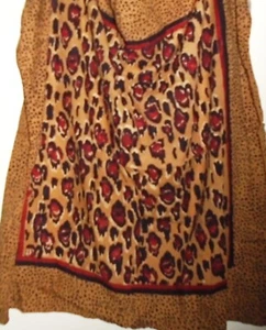 Anokhi Animal Print Square Scarf dark brown / tan 100% cotton vgc - Picture 1 of 5