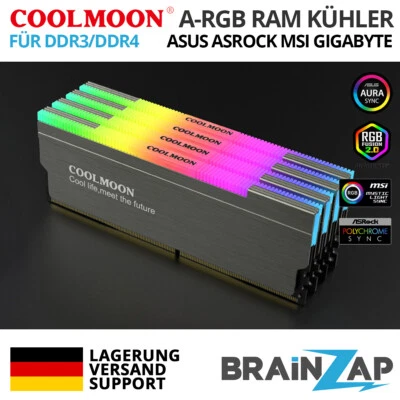 COOLMOON LED A-RGB RAM Cooler Heatsink Memory 3PIN Aura Asus Asrock MSI Gigabyte - Image 1 of 4