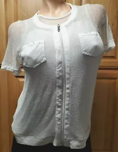 CONRAD C Collection Size M 2-piece White Tank Top and Fishnet Zip Up Jacket EUC - Picture 1 of 8