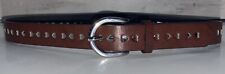 Target Belt w/Silver Buckle  SIZE 32” Total Length BROWN HEART CUT-OUT DESIGN