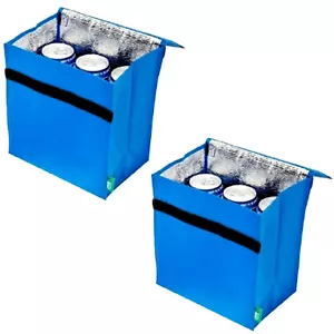 2er Set Mini Kühltasche Isoliert Blau | Thermotasche Camping Picknicktasche - Bild 1 von 2