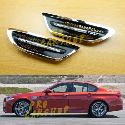 For BMW F10 M5 Chrome Matte Black LED Light Side Fender Lamp 2012~2016 ( L+R ) Foto 1 de 4