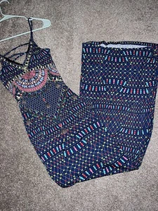 Mara Hoffman Swim Lace Up Back Navy Blue Purple Macrame Maxi Dress XS $275 - Picture 1 of 6