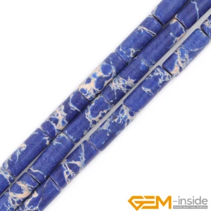 Colorful Sea Sediment Jasper Gemstone Tube Column Beads For Jewelry Making 15" - Picture 1 of 51