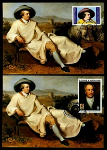 1981 Santo Tomé y Príncipe J. W. von Goethe, poeta, literatura, 2 maxi tarjetas - Imagen 1 de 1