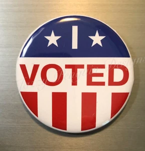 INSIGNIA BOTÓN PIN VOTÉ DE 2,25"" AMERICA EE. UU. CAMPAÑA ELECTORAL PATRIÓTICA VOTO MEDIO - Imagen 1 de 1