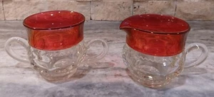 Kings Crown Ruby Sugar And Creamer By Tiffin Franciscan - Picture 1 of 5