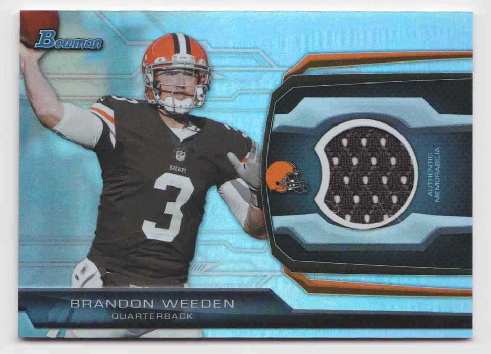 2013 Bowman Relic Jersey #BR-BW Brandon Weeden Cleveland Browns Football Insert - Image 1 of 2