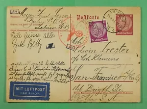 DR WHO 1941 GERMANY JUDAICA ISRAEL WWII CENSORED POSTAL CARD TO USA k91736 - Picture 1 of 2
