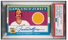 2001 UD Rollie Fingers Decade 1970's Game-Used Jersey On-Card Auto PSA 9 POP 1