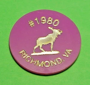 RICHMOND VIRGINIA VA MOOSE LODGE # 1980 / G/F ONE CAN BEER TRADE TOKEN - Picture 1 of 2