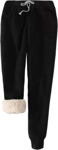 Women's Winter Fleece Sweatpants Running Active Thermal Sherpa X-Large, Black - Picture 1 of 4