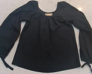 Jessica's Gunnies San Francisco Vintage 70s Black Blouse Poof Sleeve Size Small - Picture 1 of 14