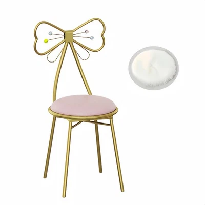 Silla de tocador, lindo taburete de maquillaje para tocador de mujer, respaldo mariposa, con... Foto 1 de 4