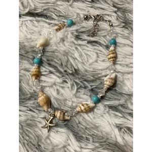 Beach Shell Anklet Starfish Charm Boho Beaded Turquoise Adjustable Women's - Picture 1 of 1