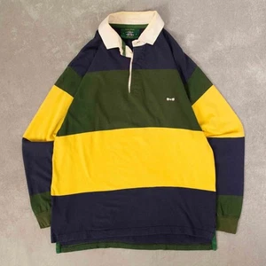 Vintage Striped Relaxed Rugby Shirt L Women's Navy Blue Varsity - Picture 1 of 7