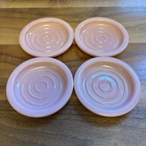Vintage 1940s Hazel Atlas Pink Mauve MCM Rose Milk Glass Coaster Set of 4 - Picture 1 of 11