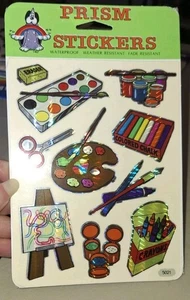 Vintage Stickers BJ Decal Specialties Prism Rainbow Art Tools RARE 1 Sht 1 Pkg - Picture 1 of 3