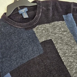 Dockers Wool Blend Sweater Mens X-Large Velour Knit Long Sleeve Colorblock - Picture 1 of 9