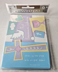 First Communion Celebration Invitations Amscan Pack of 8 Cards & Envelopes Sea - Picture 1 of 2