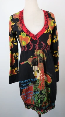 DESIGUAL  VESTITO ABITO DONNA  L WOMAN CASUAL VINTAGE DRESS MANICA LUNGA LOGO - Immagine 1 di 4