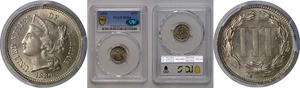 1880 Nickel Three Cent   PCGS MS-66  CAC - Picture 1 of 3