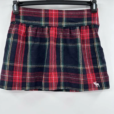VTG Abercrombie & Fitch Y2K Plaid Skirt Size 2 Red Wool Blend Academia Preppy - Image 1 of 4