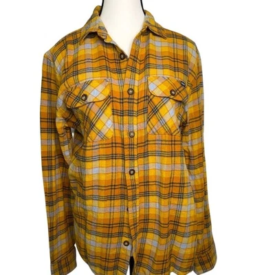 Reef Kosma Yellow Orange Flannel Plaid Long sleeve Shirt Size SMALL - Image 1 of 4