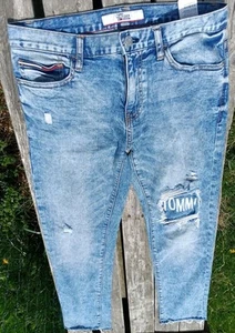 Vintage Tommy Hilfiger Y2K Denim Jeans Herren 30x30 rauer Saum mit Knieschlag 90er - Bild 1 von 22