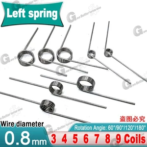Torsion Spring 3-9 Coil (10 pcs), 0.8mm Wire dia, 5 ~ 10mm OD, Left spring Steel - Picture 1 of 28