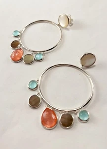 ORECCHINI DOPPIO ZINGARO IPPOLITA LARGE ROCK CANDY ARGENTO STERLING 925 QUARZO MOP - Foto 1 di 6