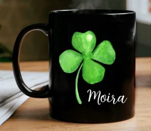 Shamrock Mug, Four Leaf Clover Mug, St. Patrick's Day Gifts, Custom Name Mug - Picture 1 of 2