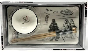 Star Wars Darth Vader & Yoda Set sushi in ceramica con bacchette 8,5"x4,5" NUOVO - Foto 1 di 5
