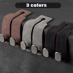 Flexible Leather Dual Hooks Hanger Holder Bracket Car Seat Back Headrest Storage - Picture 1 of 17