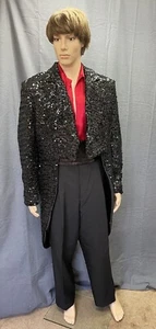 Black sequin satin lined coat-excellent condition adult medium - Picture 1 of 7