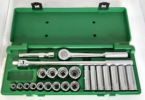 SK Tools 4123 1/2" Dr 23pc SAE Chrome 12 Point Standard Deep Socket Set USA Made - Foto 1 di 3