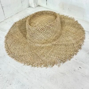 Lack of Color 100% Straw Sunnydip Fray Boater Crown Hat Beige Women's 57cm (M) - Imagen 1 de 7
