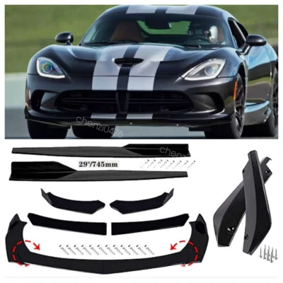 For Dodge Viper 01-17 Front Rear Bumper Lip Spoiler Splitter Kits Side Skirt US Foto 1 de 4