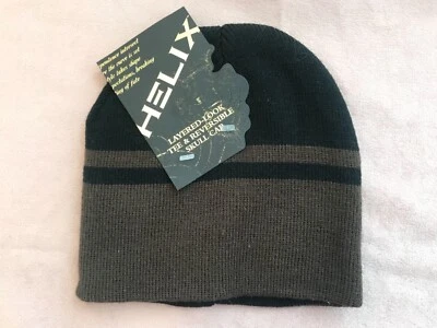 NEW - Mens HELIX - layered Look Reversible Skull Cap-Black & Brown Revers. to Bk - Image 1 of 3