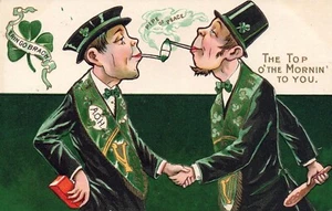 Pipe of Peace The Top o'the Mornin' To You Men & Pipe St. Patricks Day Postcard - Picture 1 of 2