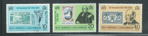 New Hebrides Scott # 265-267 MNH Sir Rowland Hill Death Centenary Stamp on Stamp Cover