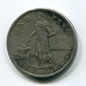 Philippinen One Peso Filipinas / Vereinigte Staaten von Amerika 1907-S Silbermünze - Bild 1 von 2